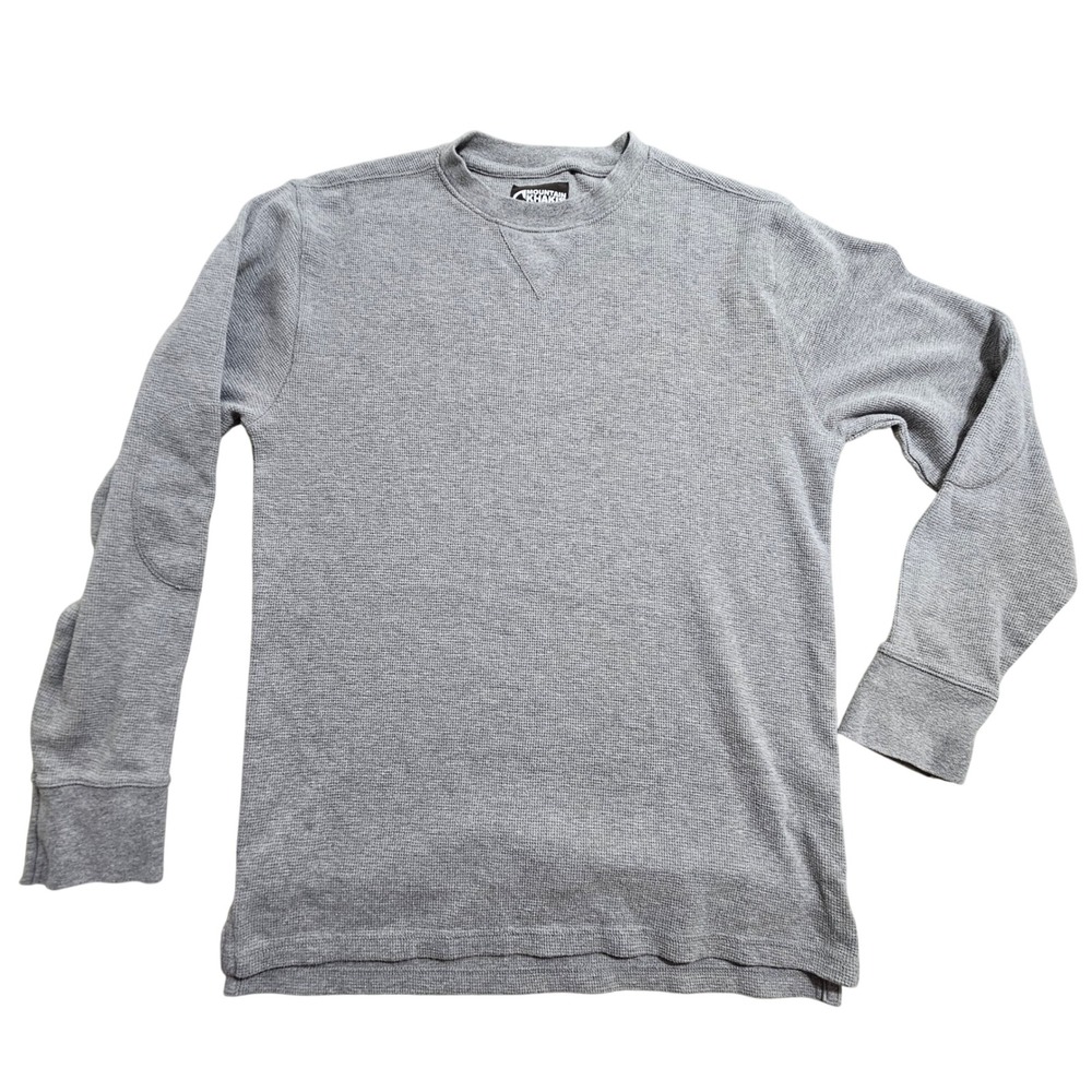 Mountain Khakis Thermal Shirt Medium Gray Elbow Patch Waffle Knit 163